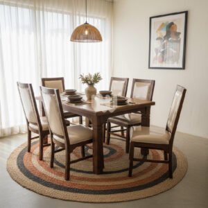 Clara-n-Clara; Java 6-Seater Wooden Dining Set – Custom Wood, Finish & Tabletop