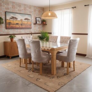 KimWoods Chester 6-Seater Tufted Dining Set – Custom Wood, Finish & Tabletop Options