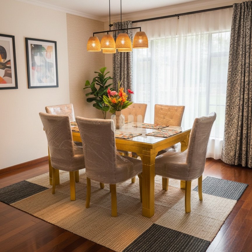 KimWoods Chester 6-Seater Tufted Dining Set – Custom Wood, Finish & Tabletop Options