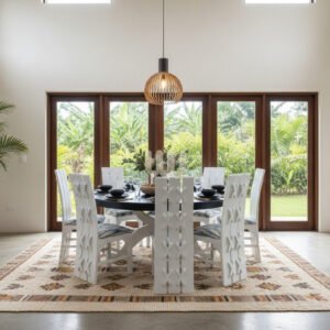 Mwangaza Dining Set – White X-Back Chairs (4–10 Seater, Custom Table Options)