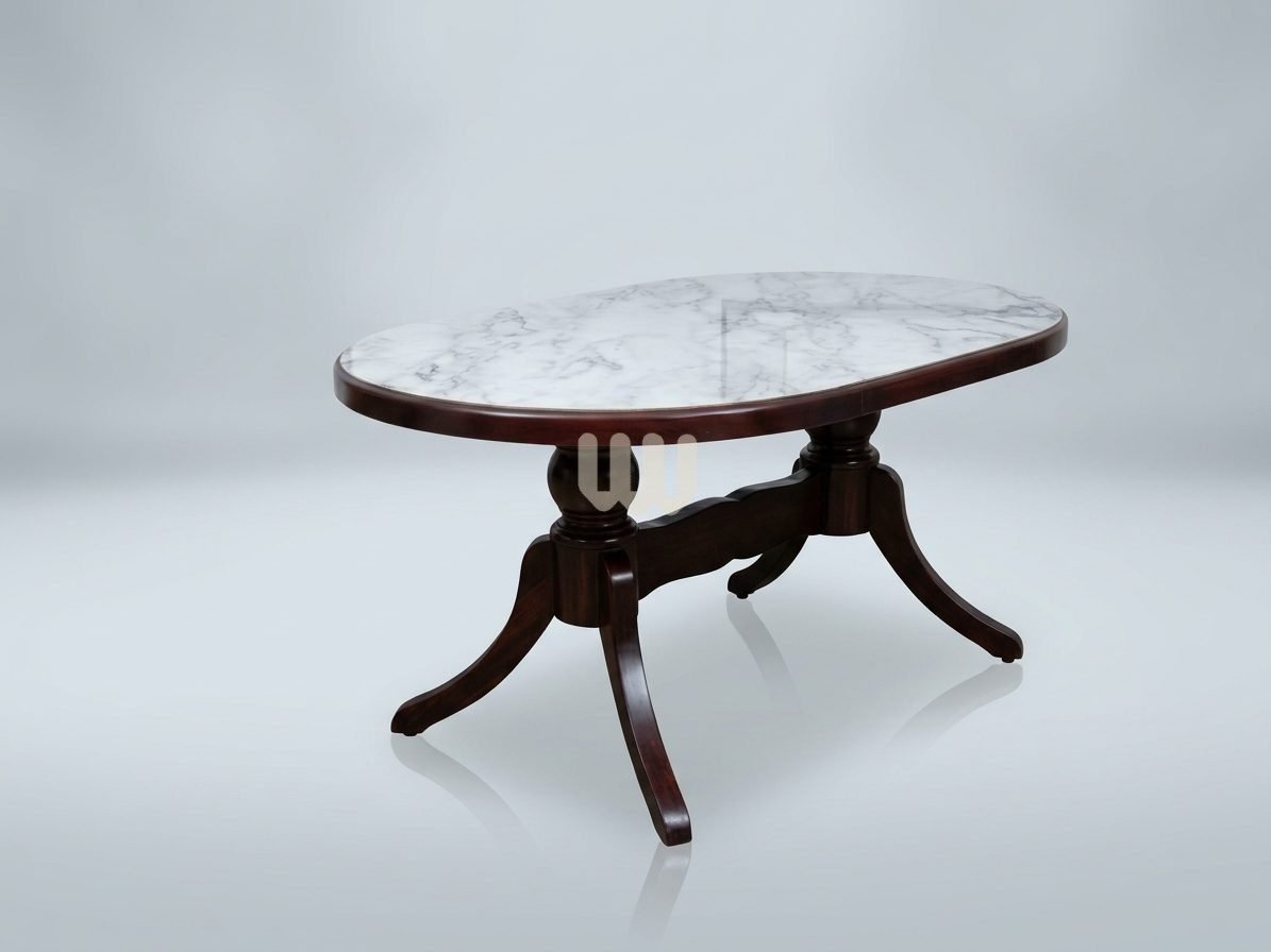 Claire & Clara Marble Top Dining Set – 6 Seater | Walnut Finish