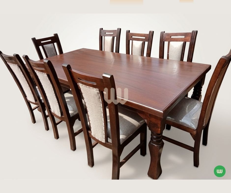 Claire & Clara Classic Dining Set – 8 Seater | Walnut Finish