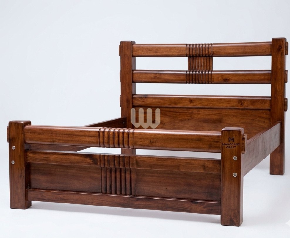 PKay Solid Wood Bed Frame – 5x6 | Walnut Stain Finish