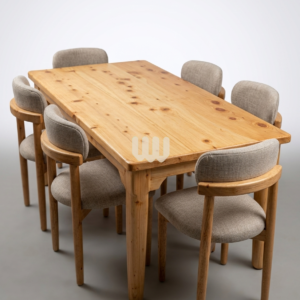 Sunshine Minimalist Dining Set – 6 Seater | Natural Cypress Wood