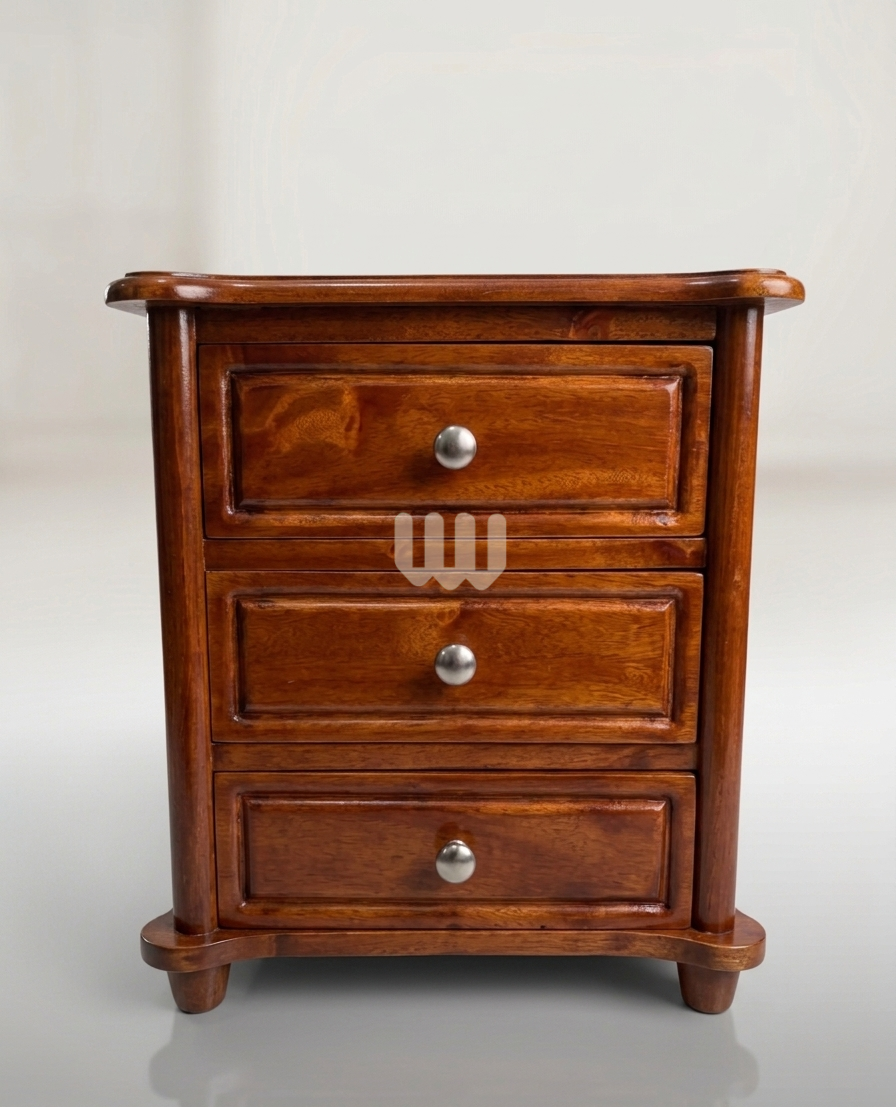 Bestie Mahogany Bedside Cabinet – 3 Drawers | Solid Mahogany Wood