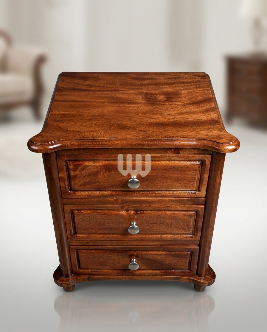 Bestie Mahogany Bedside Cabinet – 3 Drawers | Solid Mahogany Wood