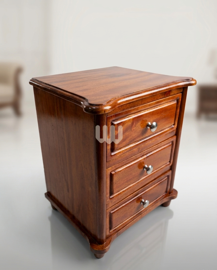 Bestie Mahogany Bedside Cabinet – 3 Drawers | Solid Mahogany Wood