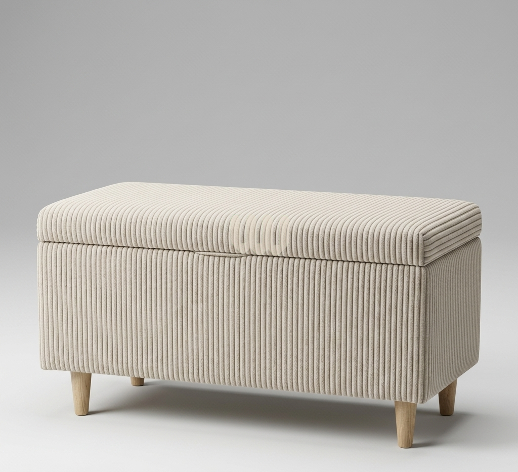 Jewel Storage Ottoman Bench – Upholstered Entryway Storage Bench with Hidden Compartment