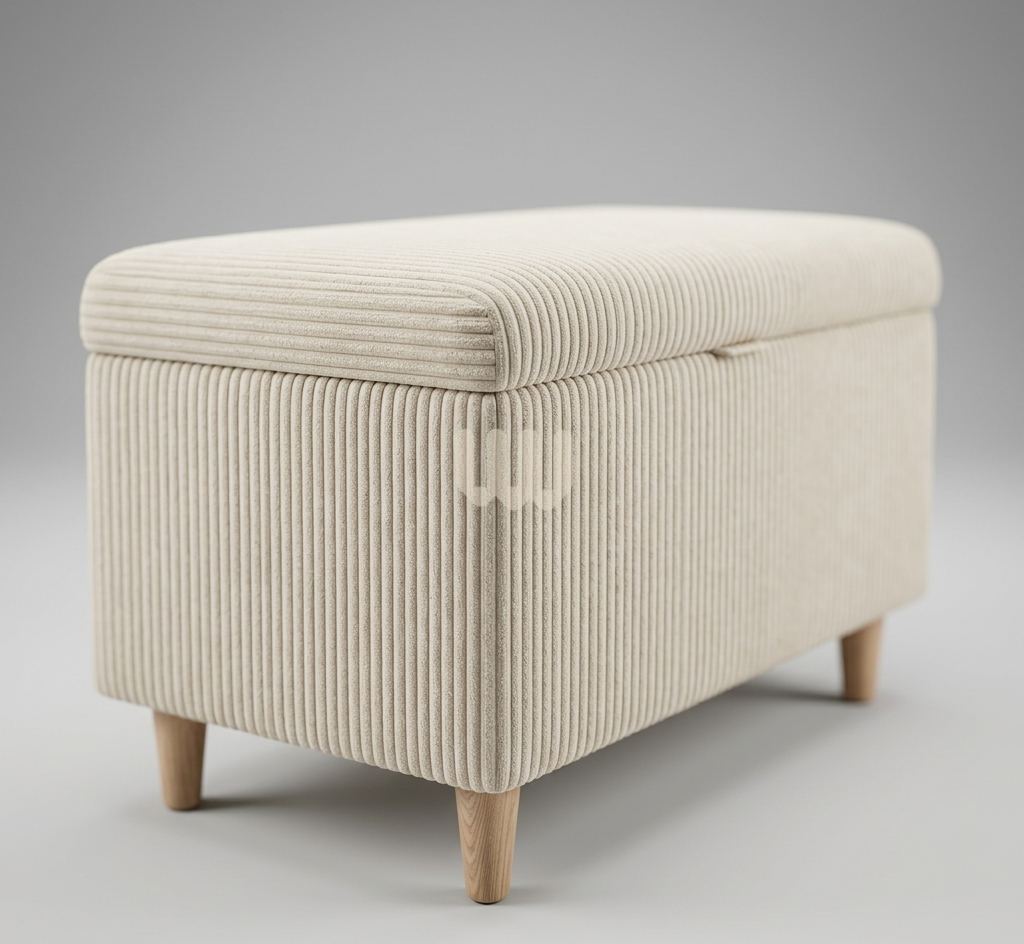 Jewel Storage Ottoman Bench – Upholstered Entryway Storage Bench with Hidden Compartment