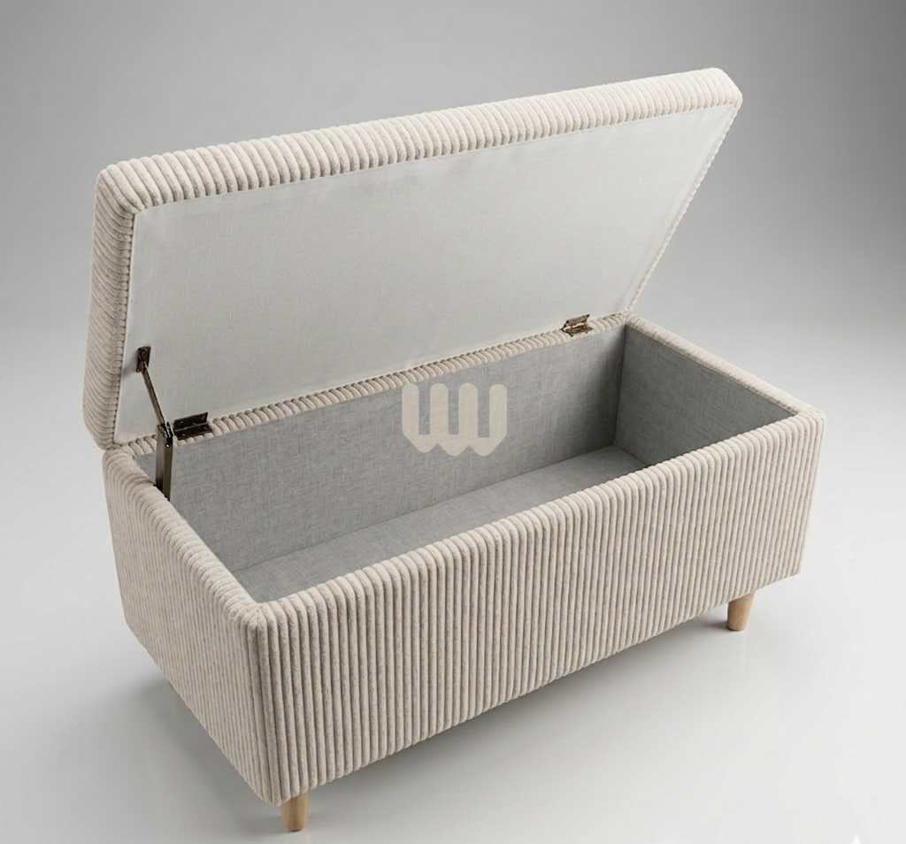 Jewel Storage Ottoman Bench – Upholstered Entryway Storage Bench with Hidden Compartment