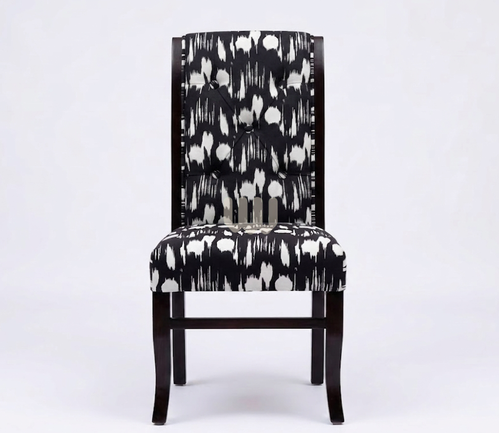 Kimwoods Chester Dining Set – 6 Seater Marble-Top Dining Table with Black Mix-Match Upholstered Chairs