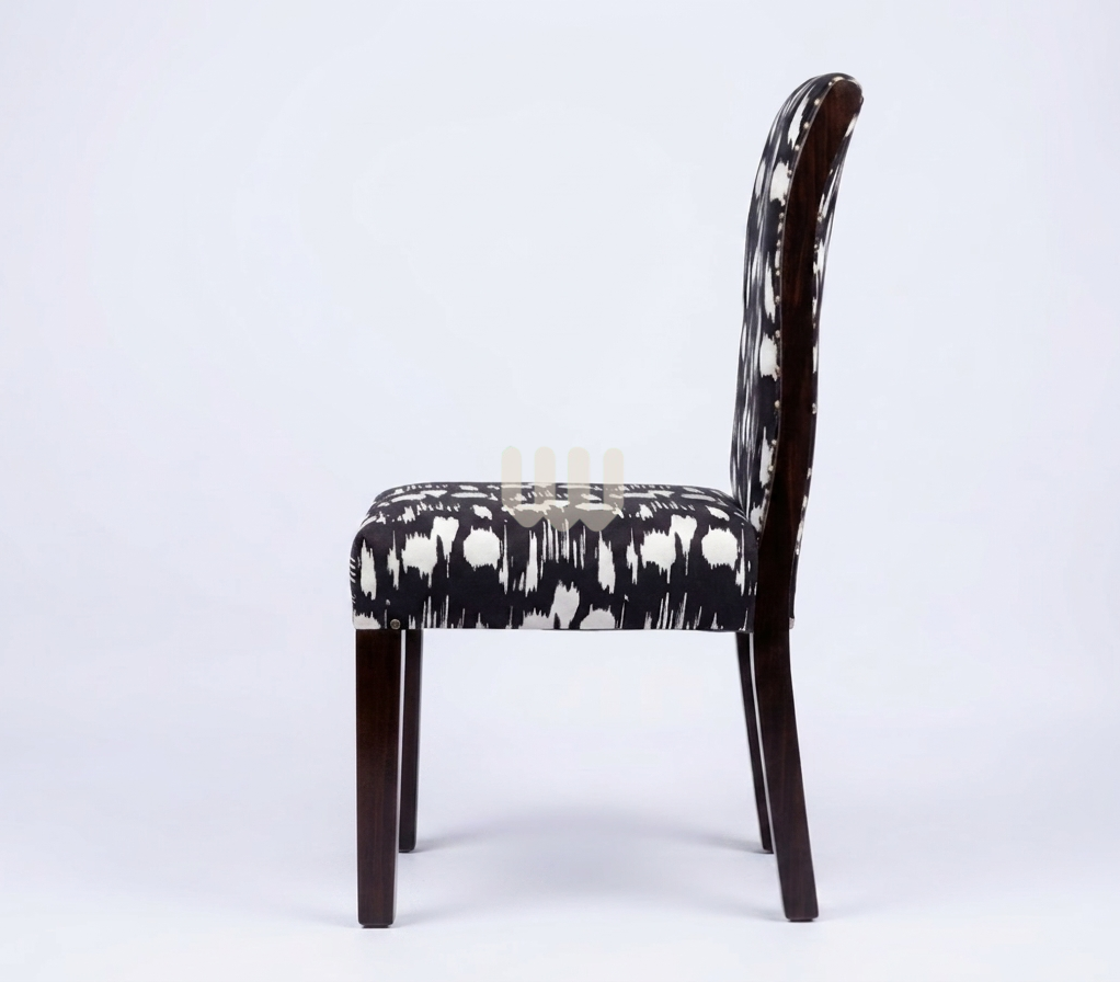 Kimwoods Chester Dining Set – 6 Seater Marble-Top Dining Table with Black Mix-Match Upholstered Chairs