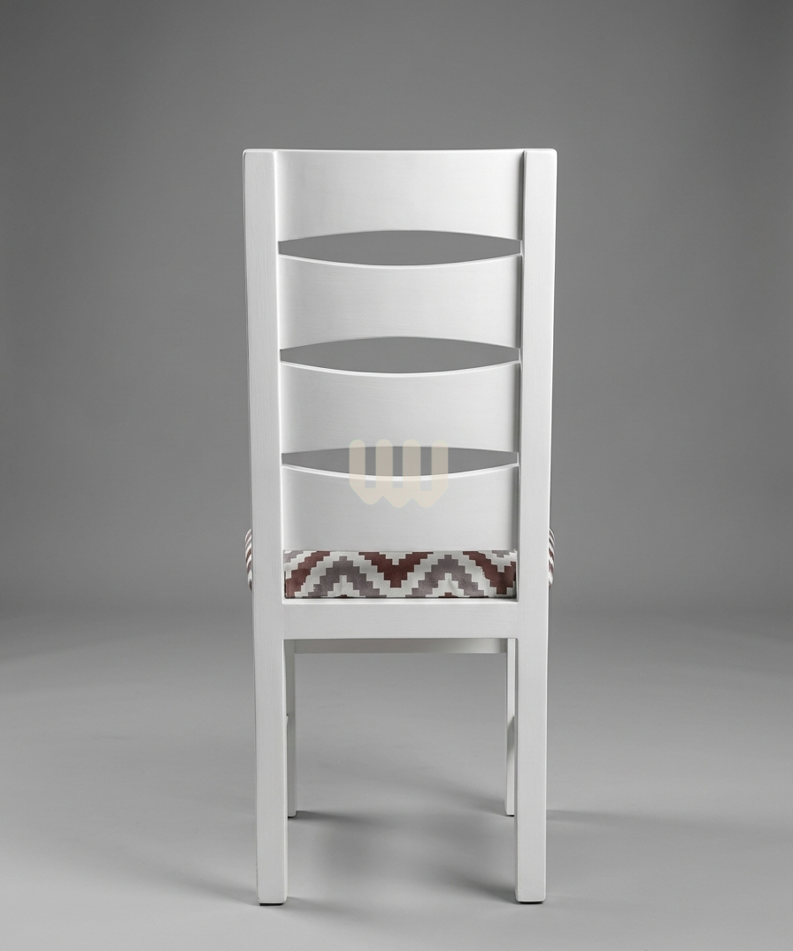 Mwangaza Macho Dining Set – 4 Seater | White Finish with Zigzag Upholstered Chairs