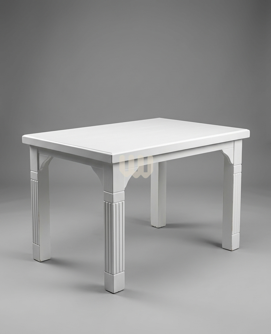Mwangaza Macho Dining Set – 4 Seater | White Finish with Zigzag Upholstered Chairs