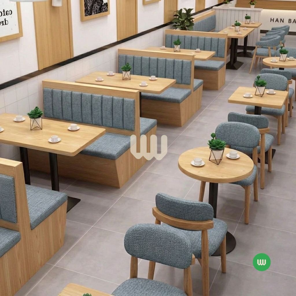 Mwangaza Restaurant Booth & Dining Set | Natural Cypress Finish