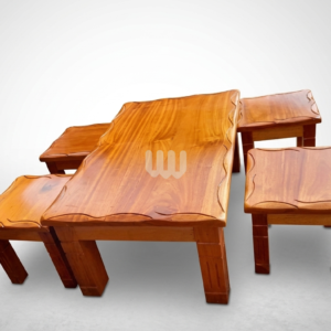 Bestie Mahogany Coffee Table Set – Solid Top | Natural Mahogany Finish