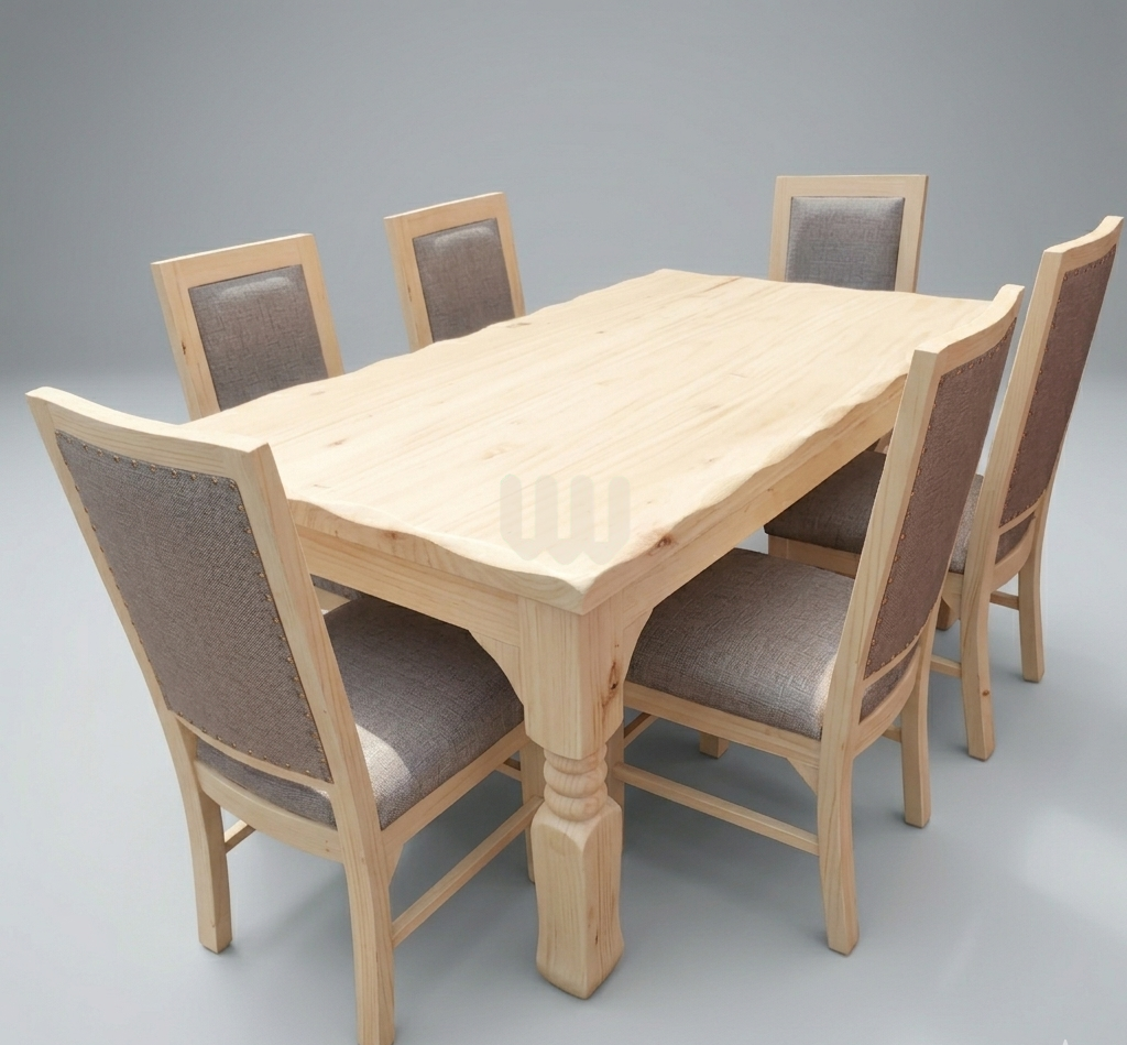 Mtwaper Java Solid Dining Set – 6 Seater | Natural White Oak Finish