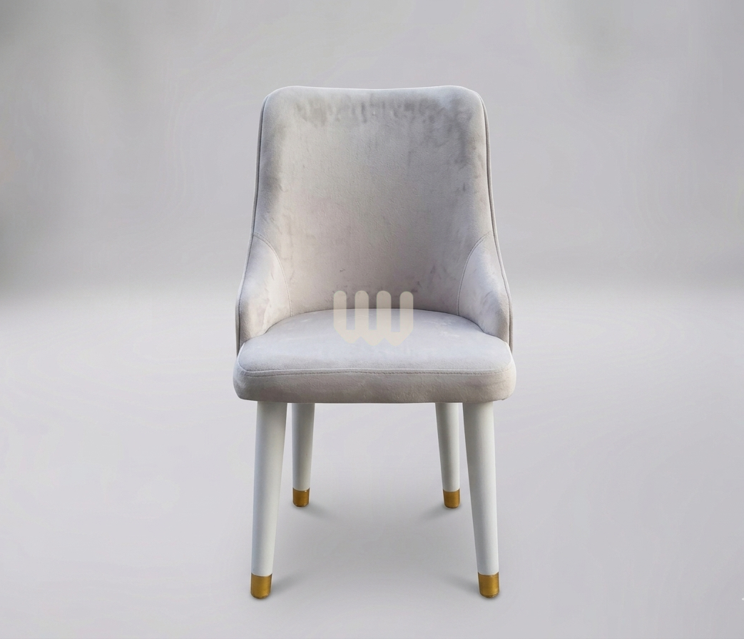 Sunshine Modern Marble Top Dining Set – 6 Seater | White & Gold Finish with Beige Upholstered Chairs