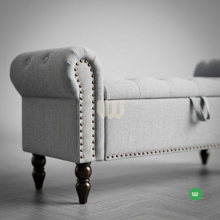Jewel Tufted Storage Ottoman Bench