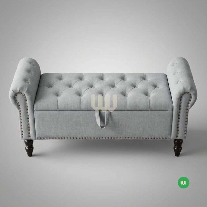 Jewel Tufted Storage Ottoman Bench
