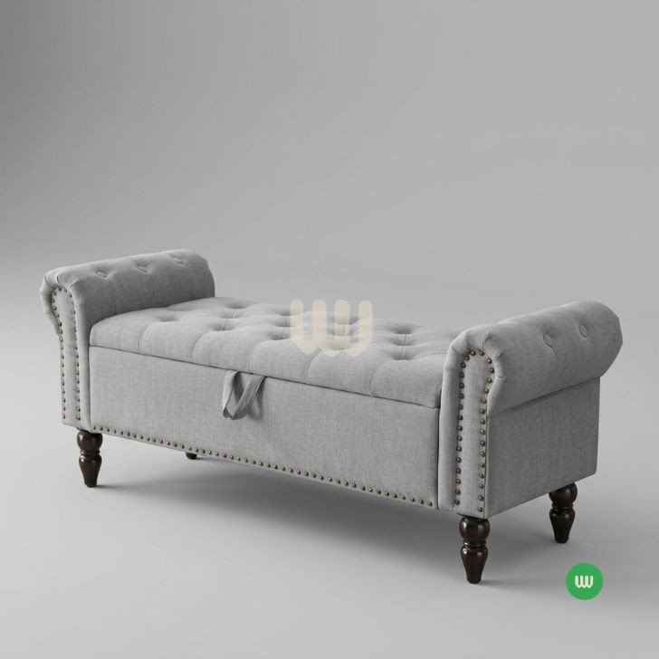 Jewel Tufted Storage Ottoman Bench