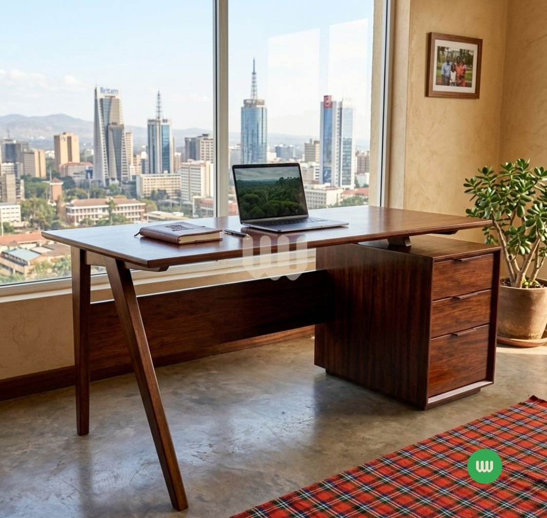 Modern Executive Office Desk – Walnut Stain | Solid Cypress Wood