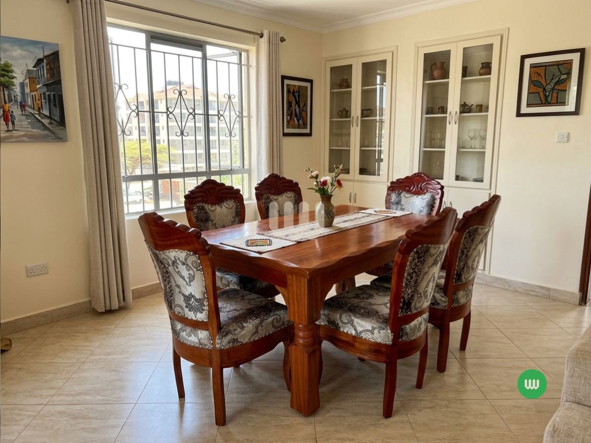 Mtwaper Mahogany Antique Dining Set – 6 Seater | Solid Mahogany Wood & Classic Upholstered Chairs
