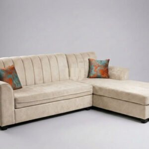 Cross Sectional Sofa Set – 5 Seater | Premium Beige Fabric Upholstery