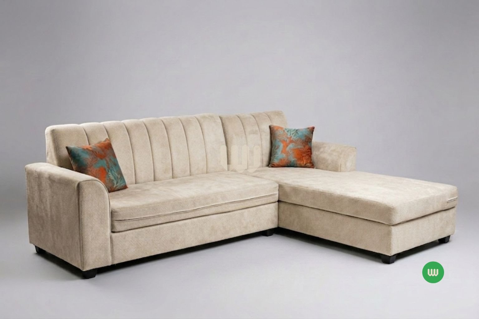 Cross Sectional Sofa Set – 5 Seater | Premium Beige Fabric Upholstery