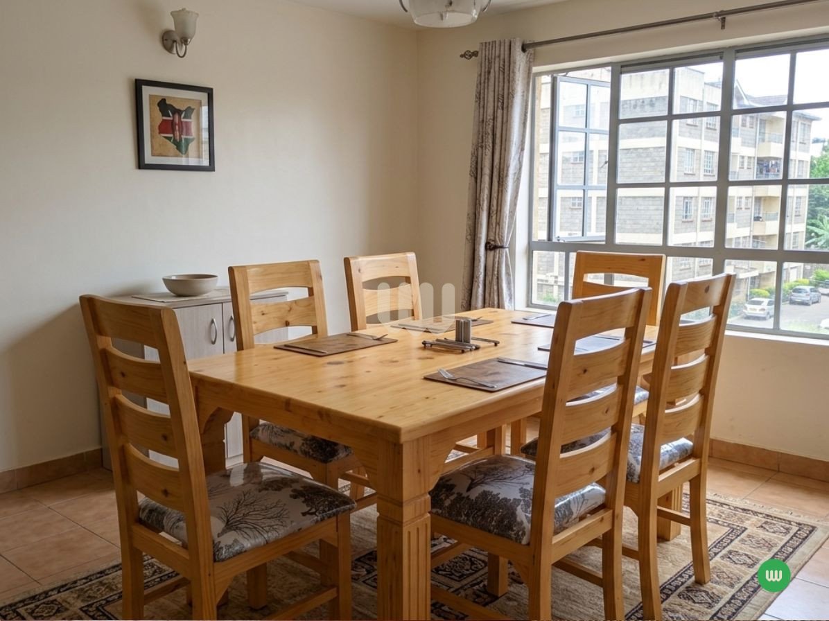 Mtwaper Wooden Dining Set – 6 Seater | Solid Hardwood | Floral Upholstered Dining Chairs