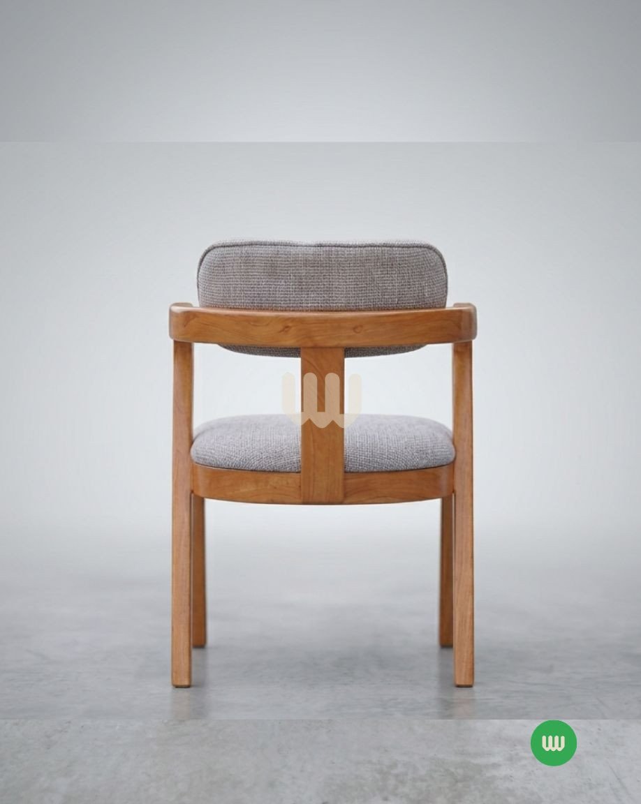 Oushmere Premium Cup Chair Dining Set – 8 Seater | Solid Mvule Hardwood & Upholstered Cup Chairs