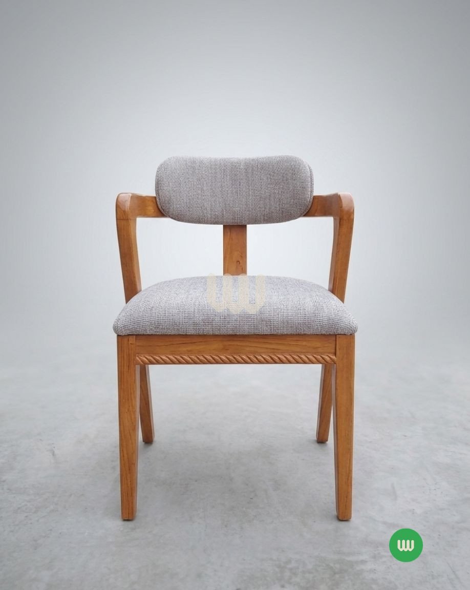 Oushmere Premium Cup Chair Dining Set – 8 Seater | Solid Mvule Hardwood & Upholstered Cup Chairs