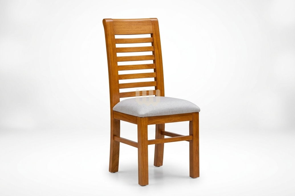 Oushmere Premium Dining Set – 6 Seater | Solid Mvule Hardwood & Grey Upholstered Chairs