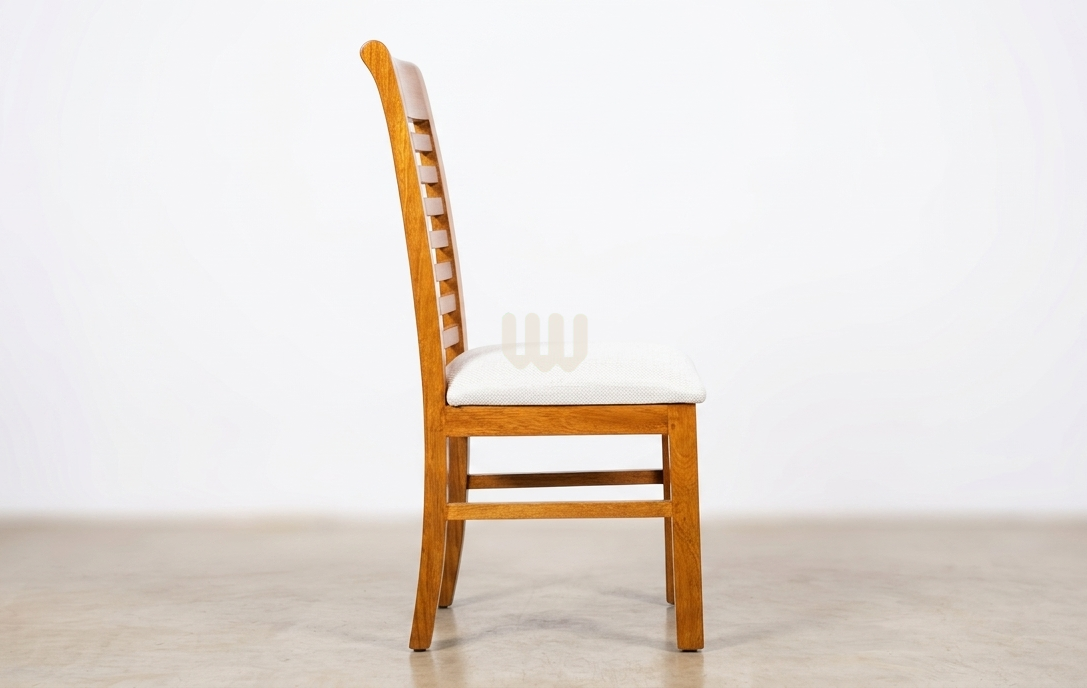 Oushmere Premium Dining Set – 6 Seater | Solid Mvule Hardwood & Grey Upholstered Chairs