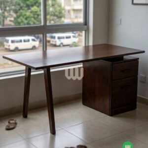 Simple Study Desk – Walnut Finish | 2 Storage Drawers | Blockboard Top