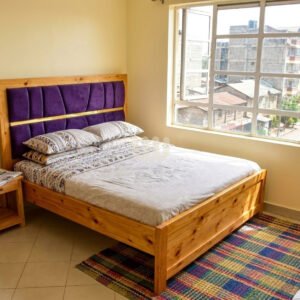 Bestie Royal Tufted Bed | Solid Hardwood Frame & Purple Upholstered Headboard