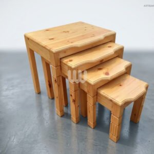 Jewel Nest of Stools – 4 Pieces | Solid Hardwood | Space-Saving Nesting Stools
