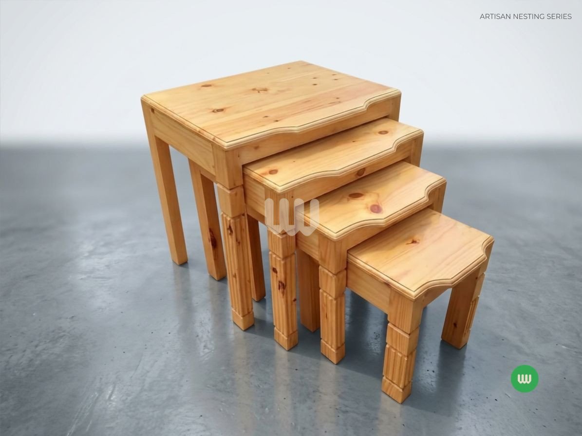 Jewel Nest of Stools – 4 Pieces | Solid Hardwood | Space-Saving Nesting Stools