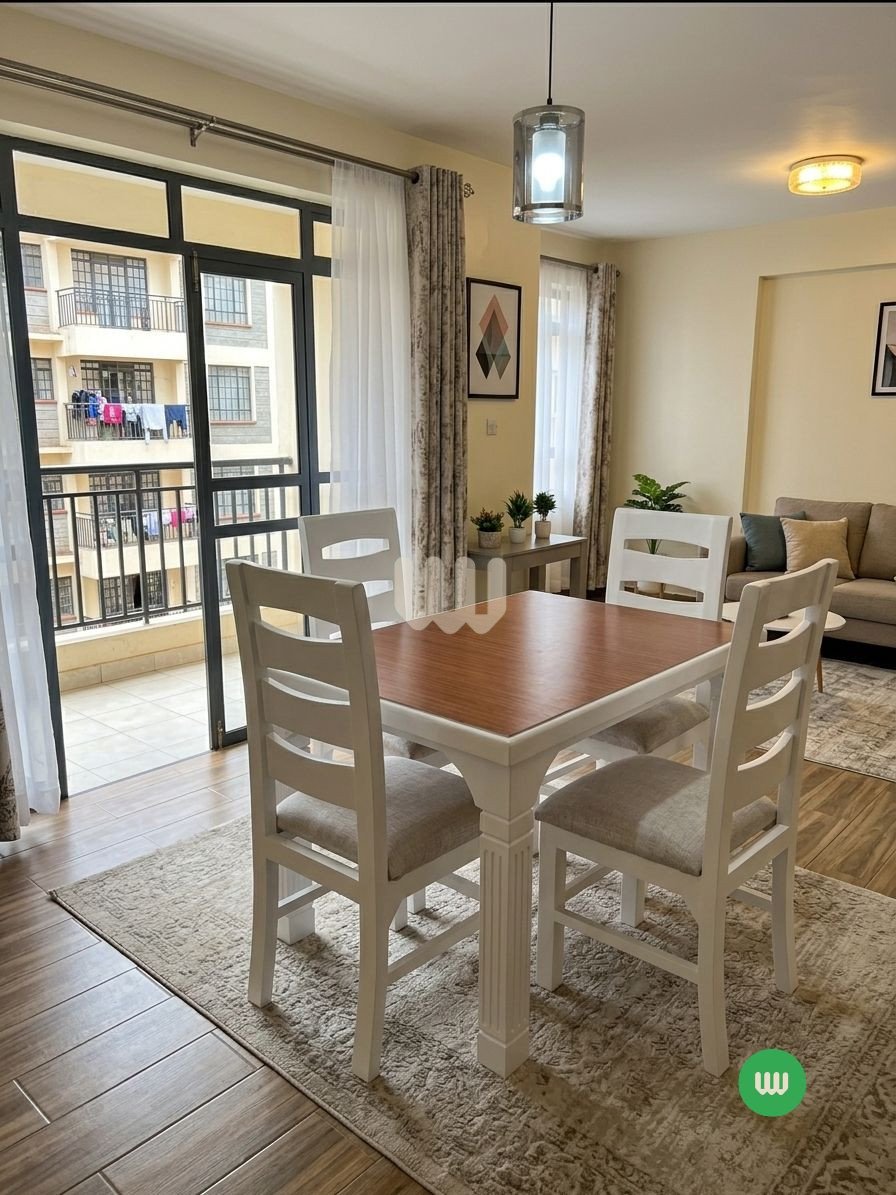 Mwangaza 4-Seater Dining Set – HP Veneered Top | White Finish | Beige Fabric Chairs