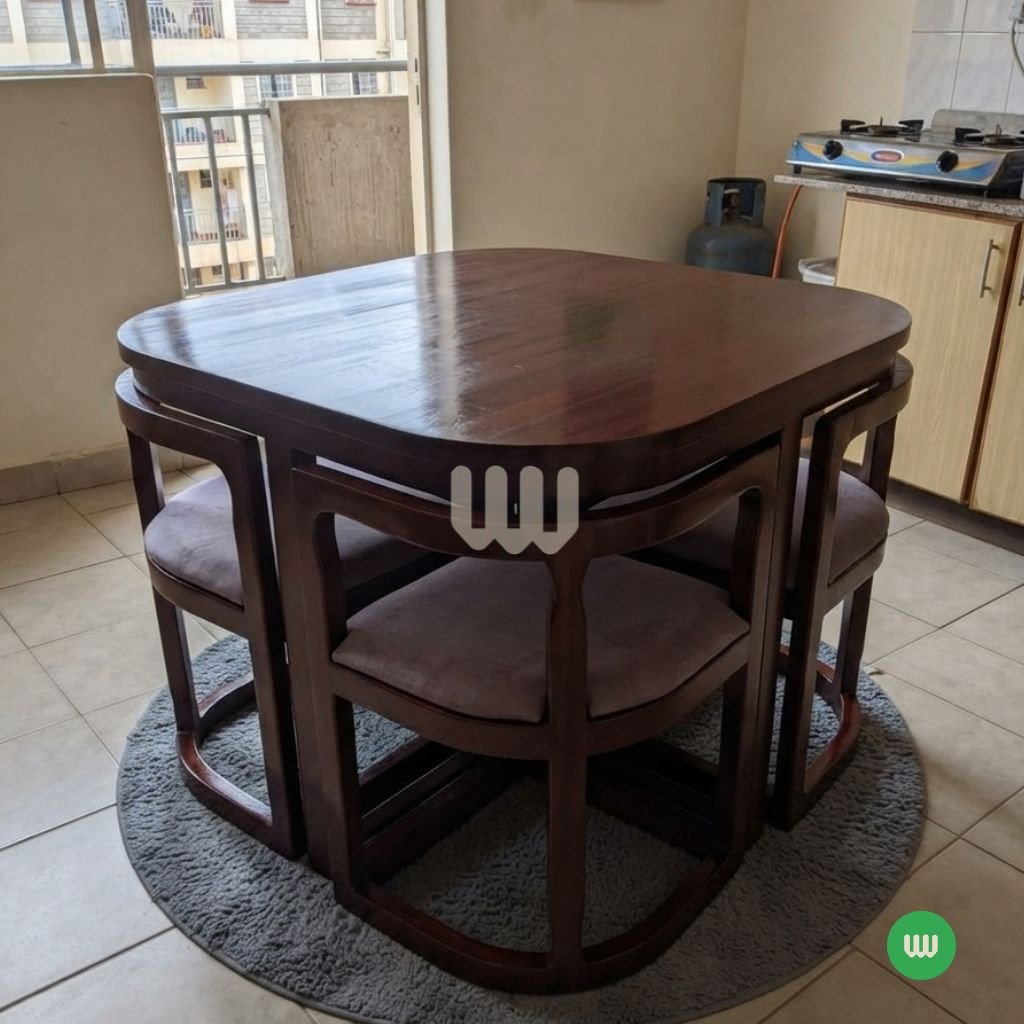 Sunshine Minimalist Dining Set – 2 Seater | Walnut Finish | Space-Saving Dining Table with Upholstered Chairs