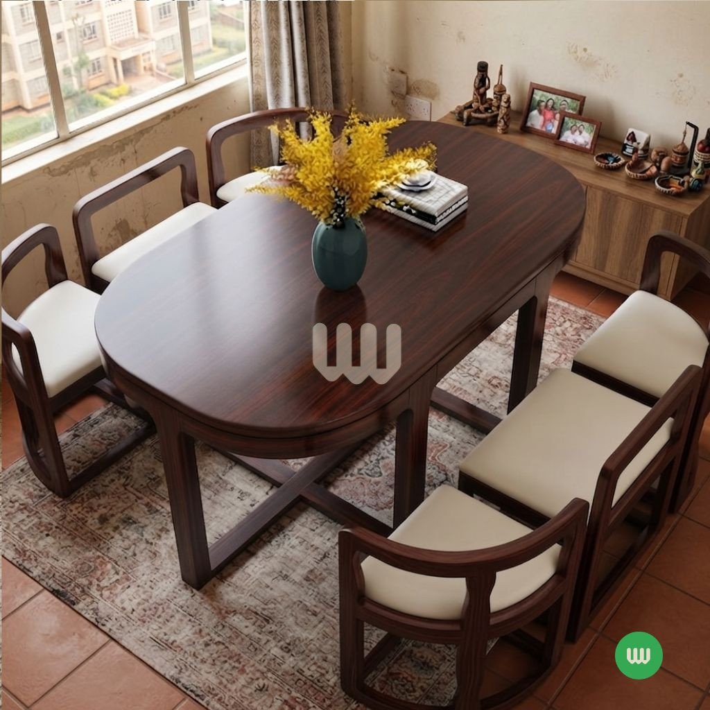 Sunshine Minimalist Dining Set – 2 Seater | Walnut Finish | Space-Saving Dining Table with Upholstered Chairs