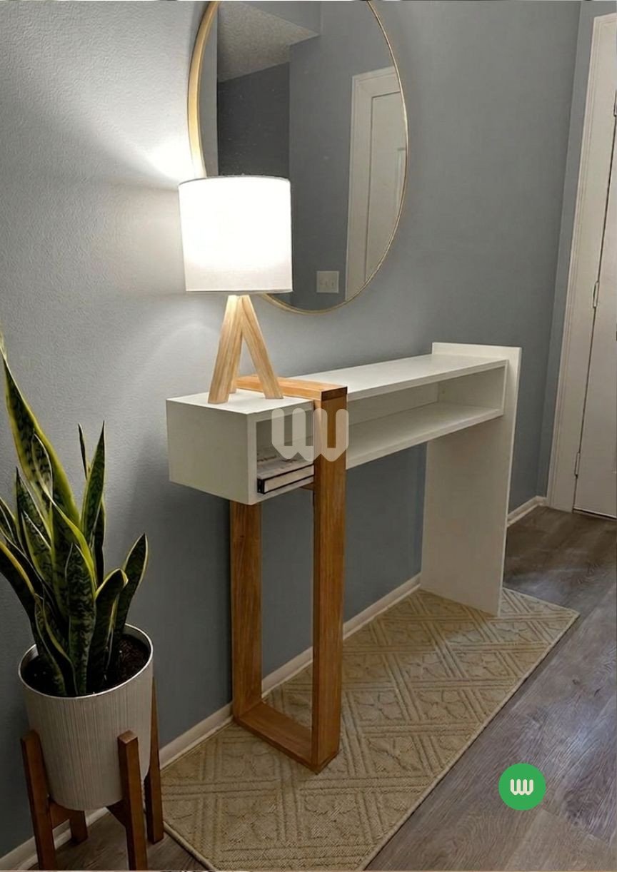 Jewel Console Table | Modern Entryway Console Table with Open Shelf & Solid Hardwood Frame
