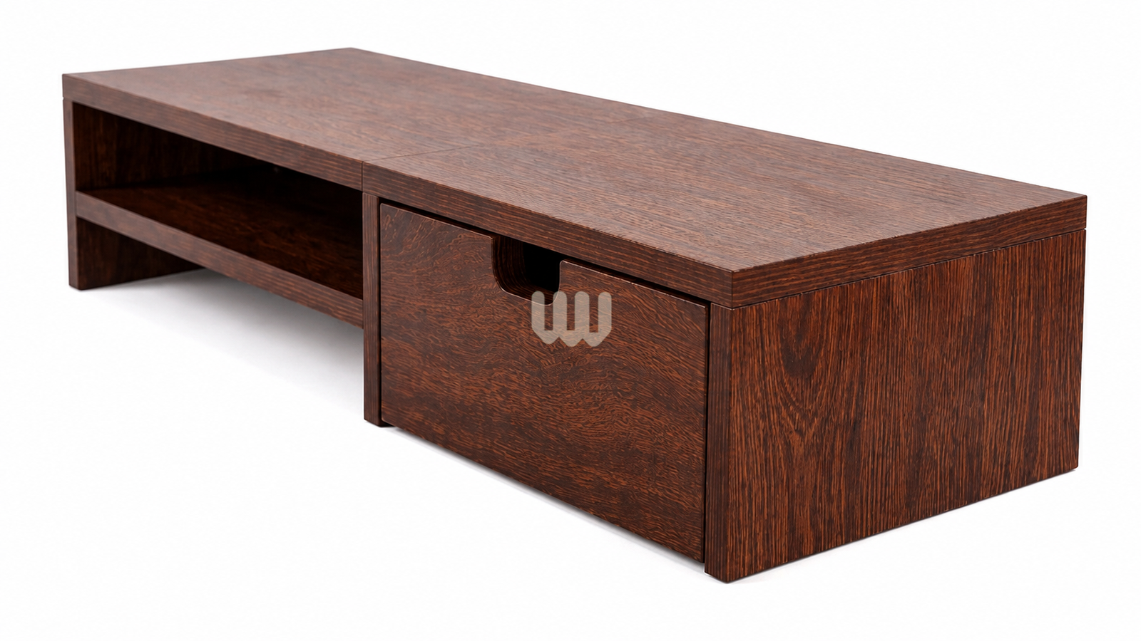 Jewel Wooden Monitor Stand | Solid Mahogany Desk Organizer with Storage Drawer