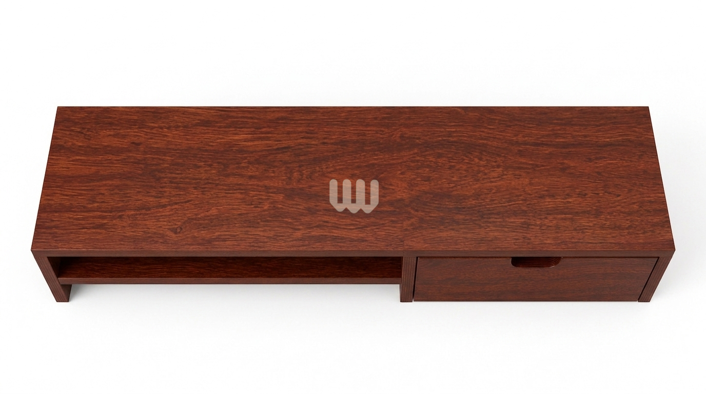 Jewel Wooden Monitor Stand | Solid Mahogany Desk Organizer with Storage Drawer