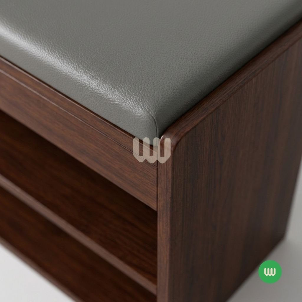 Jewel Shoe Rack Bench – 8 Pair Storage | Solid Hardwood & Walnut Finish