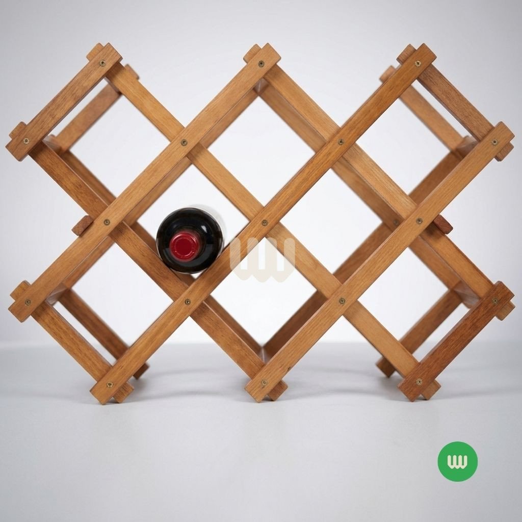 JewelWoods Wooden Wine Rack | 10-Bottle Solid Mahogany Wine Storage Rack