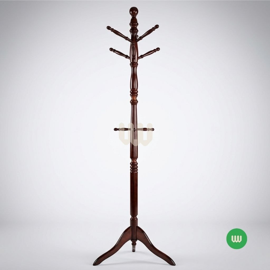 Jewel Wooden Coat Hanger | Solid Mahogany Standing Coat Rack