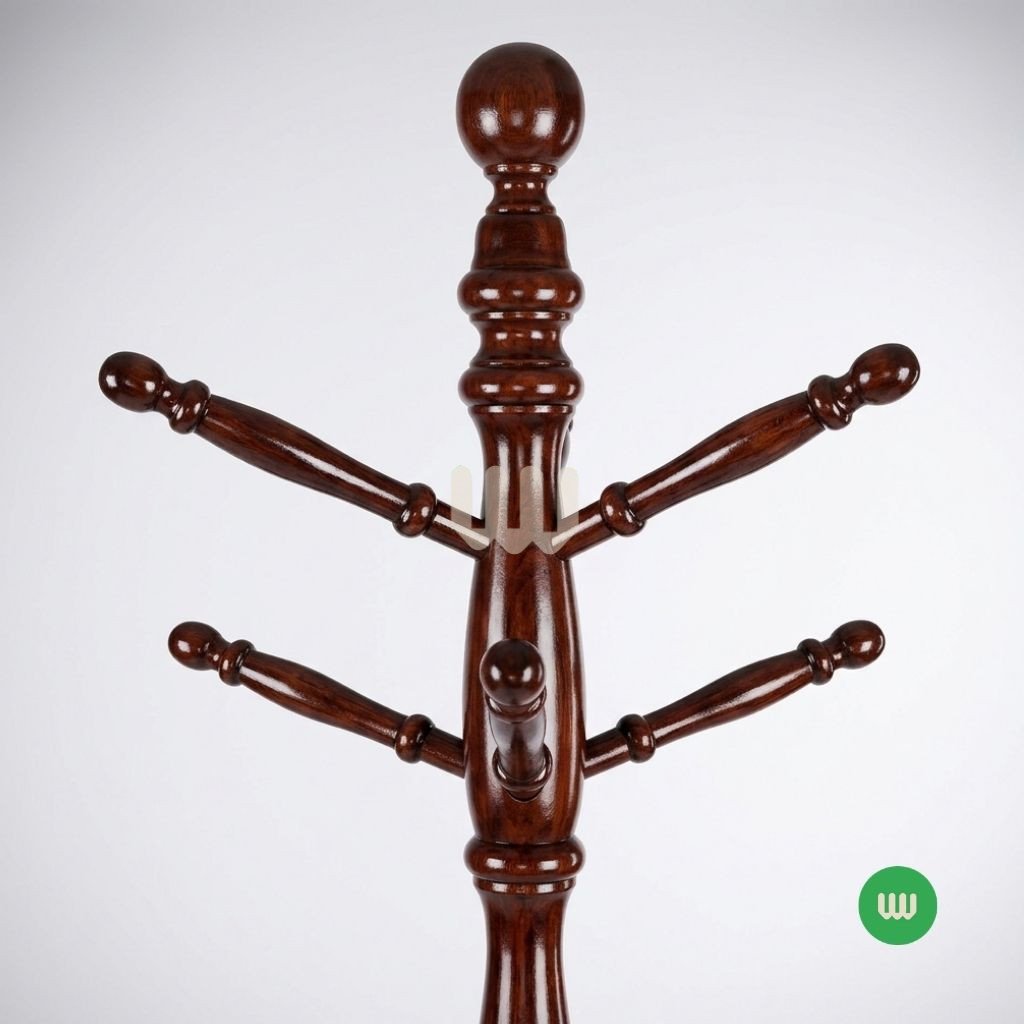 Jewel Wooden Coat Hanger | Solid Mahogany Standing Coat Rack