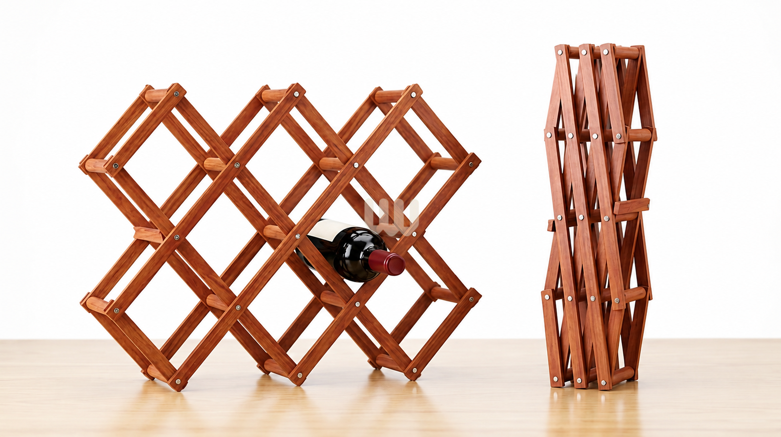 JewelWoods Wooden Wine Rack | 10-Bottle Solid Mahogany Wine Storage Rack