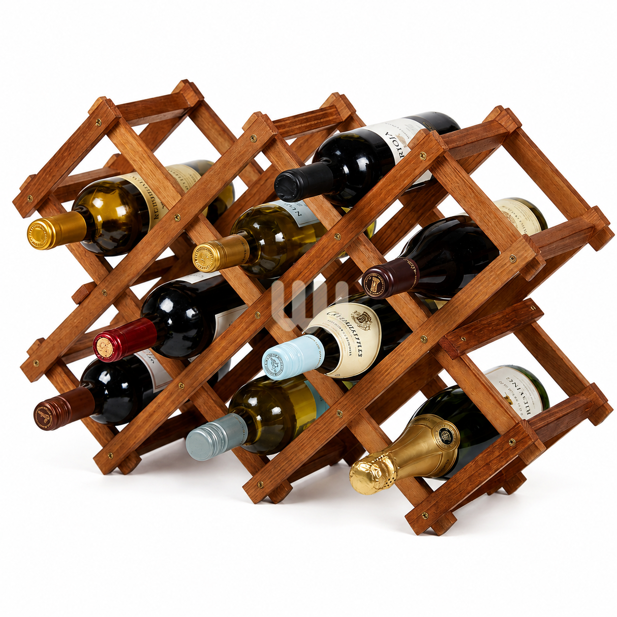 JewelWoods Wooden Wine Rack | 10-Bottle Solid Mahogany Wine Storage Rack